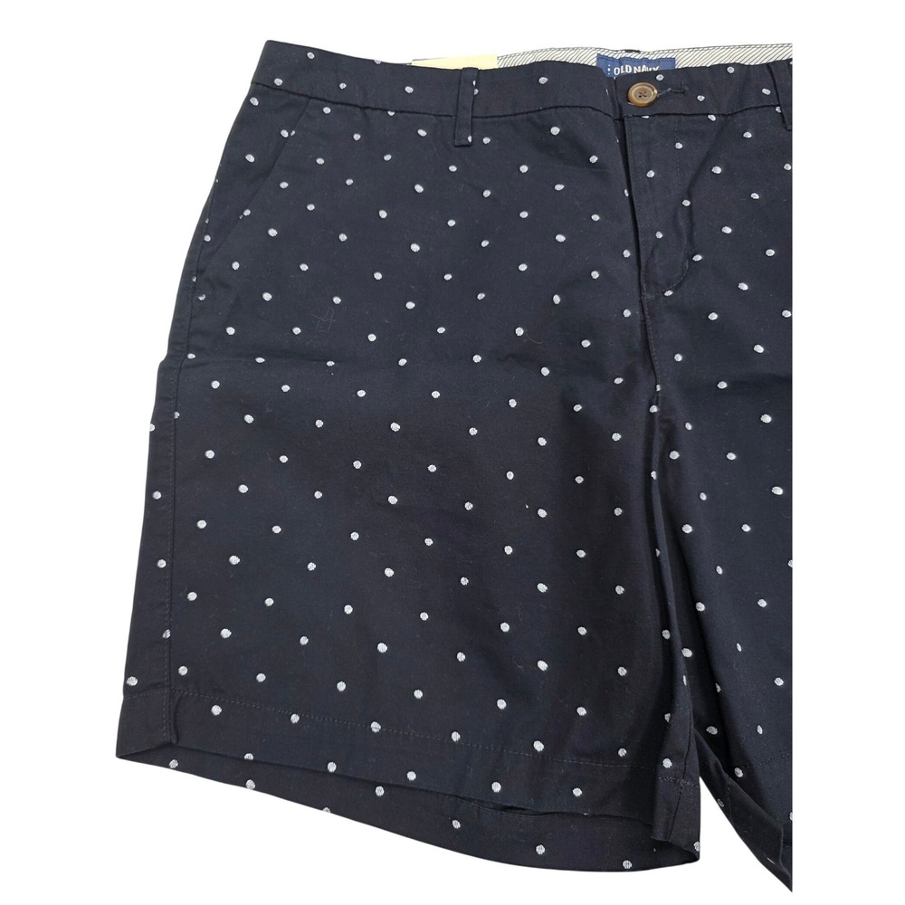 Old Navy Everyday Short Navy Blue Blue Polka Dot Chino Shorts Sze 16 7in Inseam - Picture 5 of 9